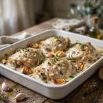 Crockpot creamy garlic chicken thighs in cream sauce