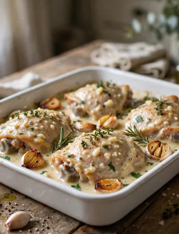 Crockpot creamy garlic chicken thighs in cream sauce