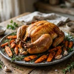 Slow cooker whole roasted chicken with carrots