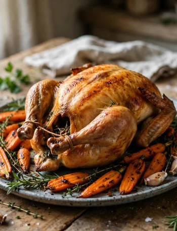 Slow cooker whole roasted chicken with carrots